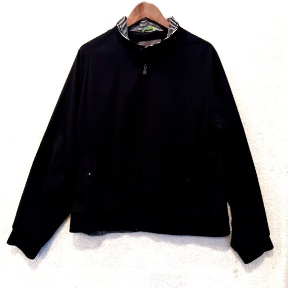 Liz Claiborne Full Zip Jacket Womens XL Black with 2 Snap Stripe Collar - Picture 9 of 9